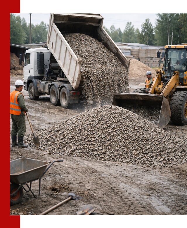 Мытый гравий с доставкой в Реутове от карьера до участка