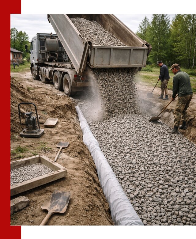 Гравий для дренажа с доставкой в Реутове качественный и недорогой