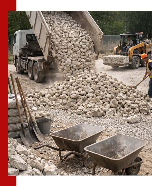 Доставка и продажа бутового известнякового камня в Реутове