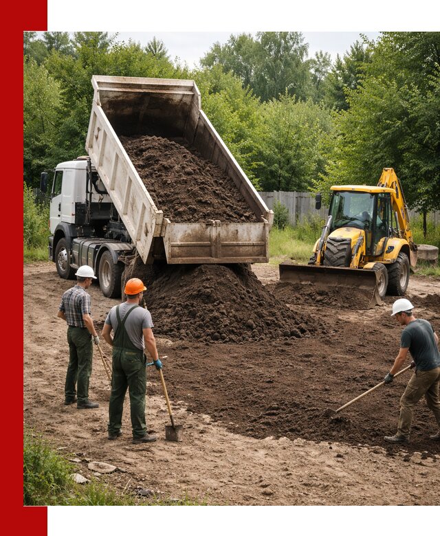 Доставка и укладка грунта для выравнивания участка в Реутове