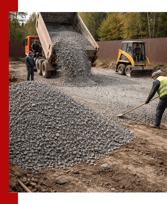 Отсыпка участка щебнем с доставкой и уплотнением в Реутове